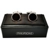 Cufflinks - Silver black enamel