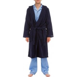 Dark blue bathrobe