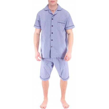 Striped light blue Ambassador short-sleeved men's pajamas